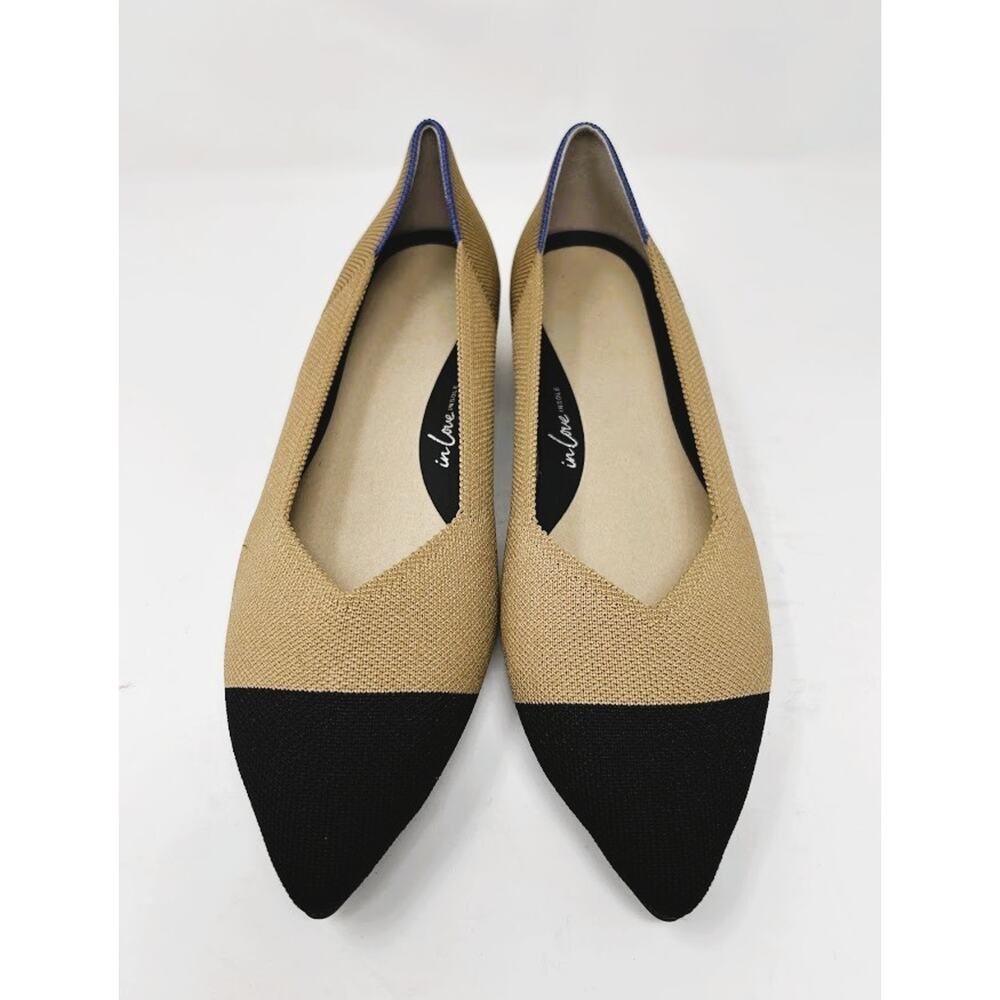 Rothy's The Point Women's 10.5 NWOB $169 MSRP Camel Black Knit Washable